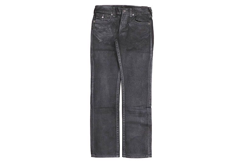 TRUE RELIGION RICKY SUPER T METALLIC STRAIGHT JEAN (108702:CYGNUS FOIL COATED BLACK)