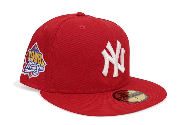 NEW ERA NEW YORK YANKEES 59FIFTY FITTED CAP (1999 WORLD SERIES SIDE PATCH/GREY UNDER VISOR/SCARLET) 70874677