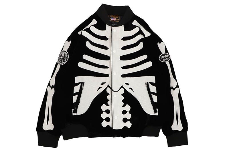 VANSON X MASTERMIND WORLD BONES BOMBER JACKET (MW25C15-BL110:BLACK/WHITE)