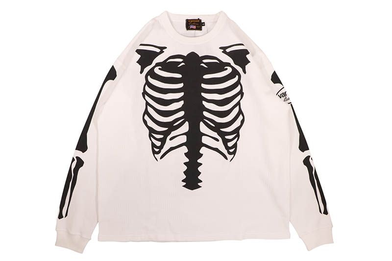 VANSON SKELTON BONES LS THERMAL T-SHIRT (RZV-2510:WHITE)