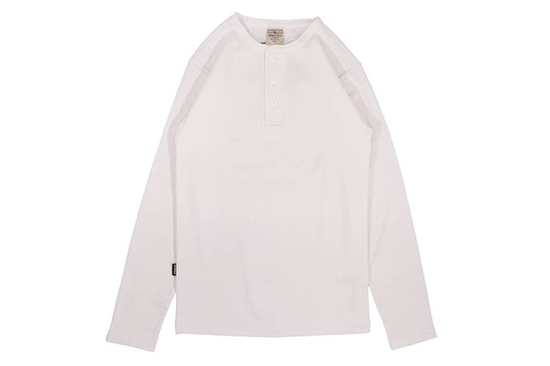AVIREX DAILY RIB L/S HENLEY NECK T-SHIRT (783-4930020-030:WHITE