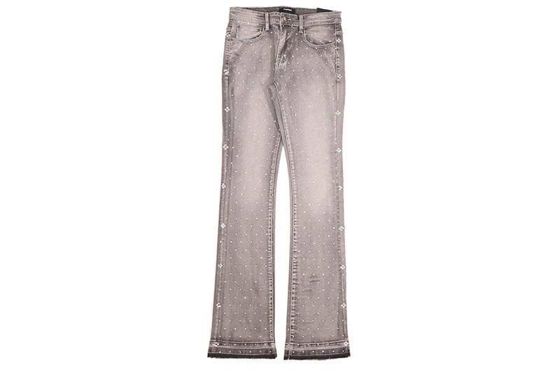KINDRED RHINESTONE STACKED FIT PANTS (KD2214P:GREY) | Brand,OTR 