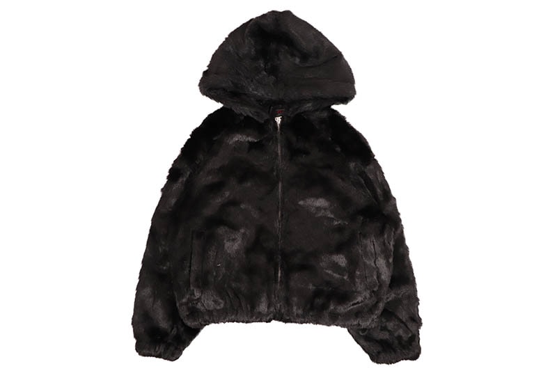 FUBU FAUX FAR HOODED JACKET (FAM-52311:BLACK)
