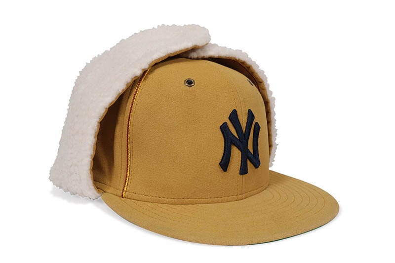 NEW ERA NEW YORK YANKEES 59FIFTY DOG EAR FITTED CAP (BRASS EYELETS TAN STITCHING/GREEN UNDER VISOR/CAMEL SUEDE)