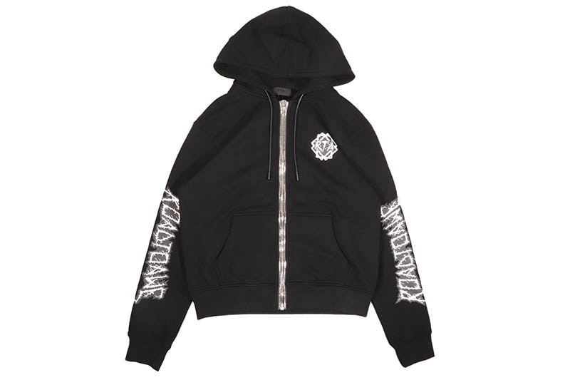 RTA BRAND FLOYD ZIP UP HOODIE (MLFQK909-T2009BKMER:BLACK METAL ROAD TO AWE)