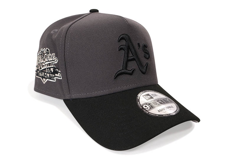 NEW ERA OAKLAND ATHLETICS 9FORTY AF ADJUSTABLE CAP (1989 WORLD SERIES SIDE PATCH/GREY UNDER VISOR/CHARCOAL BLACK)