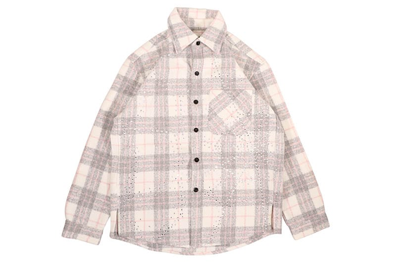 ROKU STUDIO RHINESTONES HEAVY FLANNEL SHIRT (RK6481816:HEATHER