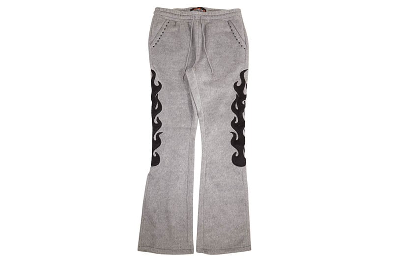 COPPER RIVET SAINTS MOHAIR PEARL STACKED SWEATPANTS (531581-GY:GRAY)