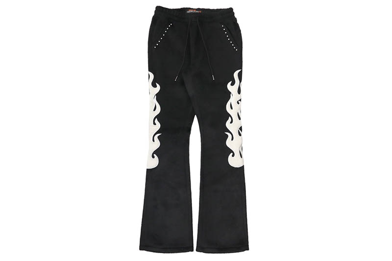 COPPER RIVET SAINTS MOHAIR PEARL STACKED SWEATPANTS (531581-BK:BLACK)