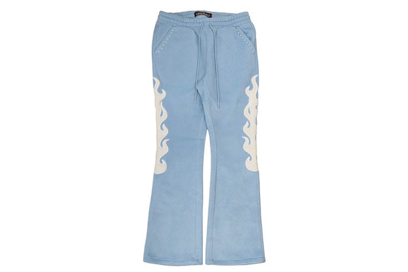 COPPER RIVET SAINTS MOHAIR PEARL STACKED SWEATPANTS (531581-LB:LIGHT BLUE)