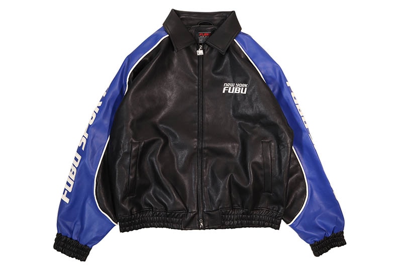FUBU FAUX LEATHER JACKET (FAM-61304:BLUE)