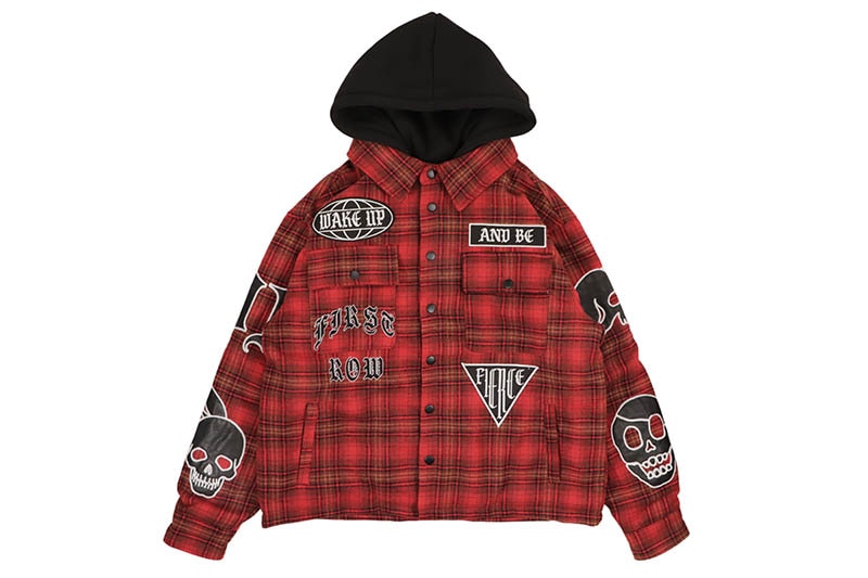 FIRST ROW WAKE UP AND BE FIERCE HOOD SHACKET (FRJ2102:BLACK/RED)