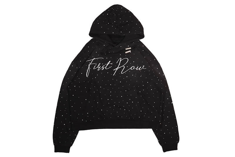 FIRST ROW ALLOVER RHINE STONE PULLOVER HOODIE (FRF2200:BLACK)