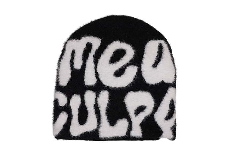 MEA CULPA FUR BEANIE (BLACK WHITE)