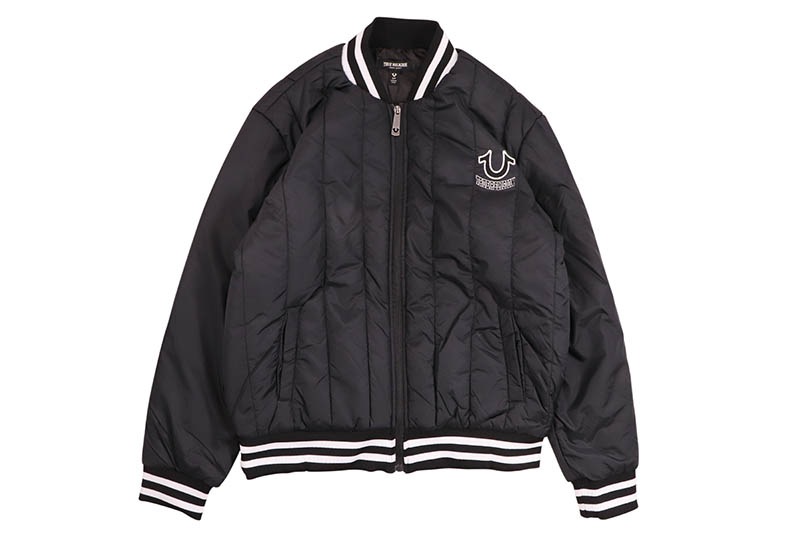 TRUE RELIGION HS LOGO QUILTED BOMBER JACKET (107823:BLACK)