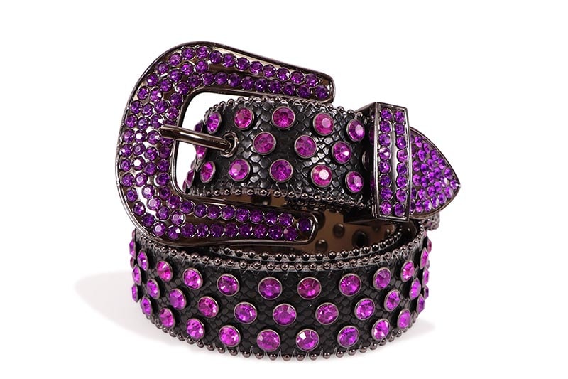 DRIP TRAP ICED OUT RHINESTONE BELT (DT.30:BLACK/PURPLE)