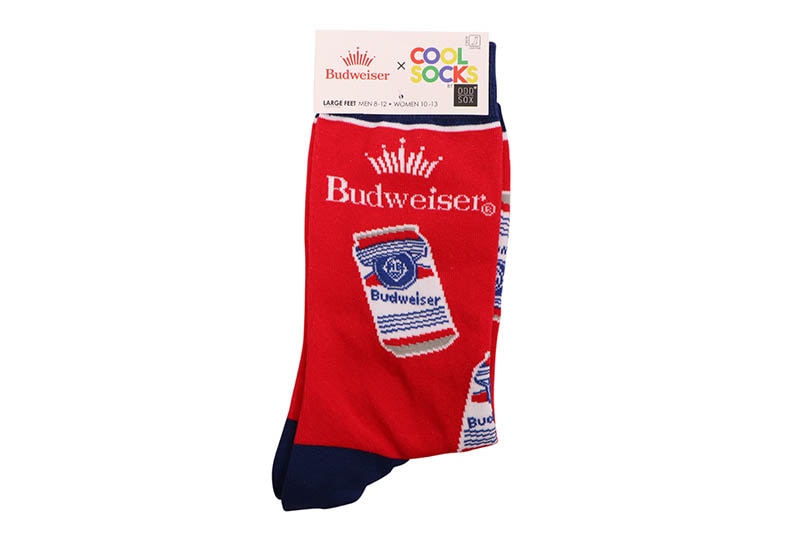 ODD SOX BUDWEISER CANS CREW SOCKS (40251MCNCF:RED)