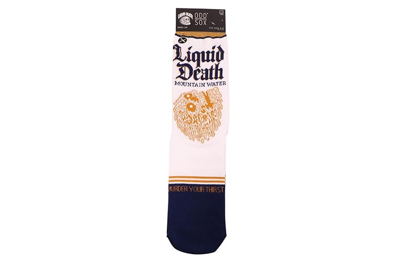 ODD SOX LIQUID DEATH MOUNTAIN WATER CREW SOCKS (40029MONCD:WHITE)