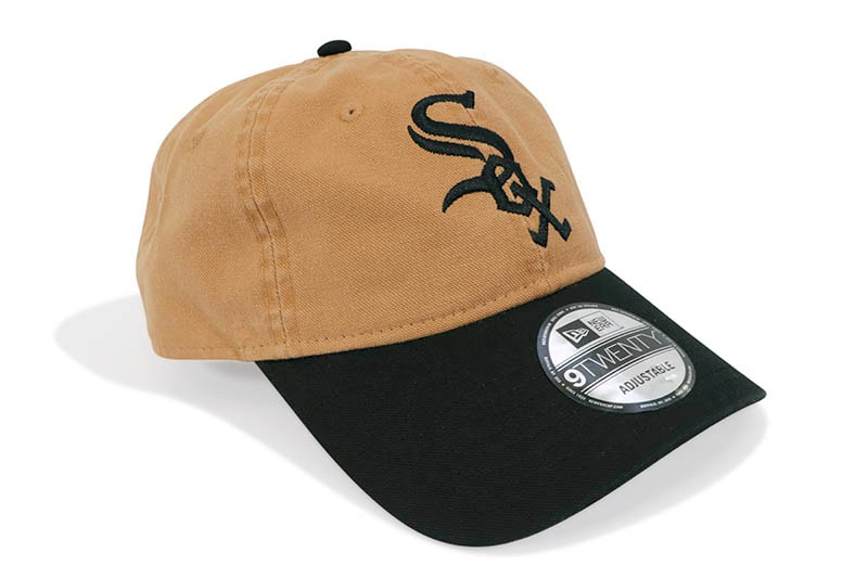 NEW ERA CHICAGO WHITE SOX 9TWENTY WASHED DUCK COTTON CLOTH STRAP CAP (LIGHT BRONZE/BLACK VISOR) 14109860