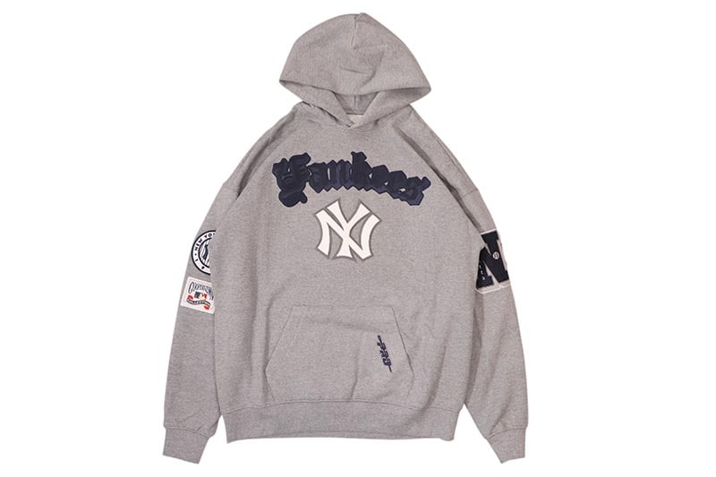 PRO STANDARD NEW YORK YANKEES BEST OF DROP SHOULDER PO HOODIE (LNY5315280-DHG:DARK HEATHER GRAY)