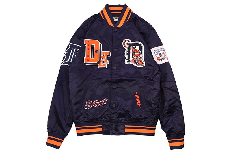 PRO STANDARD DETROIT TIGERS BEST OF RIB SATIN JACKET (LDT6315202-MOM:MIDNIGHT NAVY/ORANGE/MIDNIGHT NAVY)
