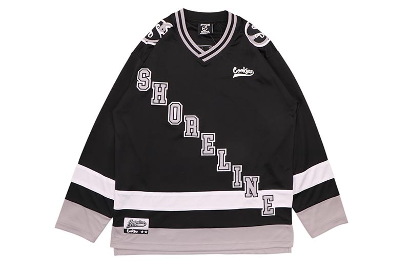 COOKIES X SHORELINE MAFIA THIN ICE HEAVY MESH HOCKEY JERSEY (BLACK) CM254KLT03