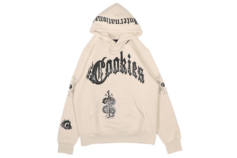 COOKIES WORLD ON FIRE PULLOVER FLEECE HOODIE (NATURAL) CM253HFC05