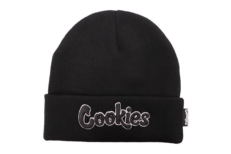 COOKIES OUTLINED ORIGINAL LOGO CUFFED BEANIE (BLACK/WHITE) CM253XKB04