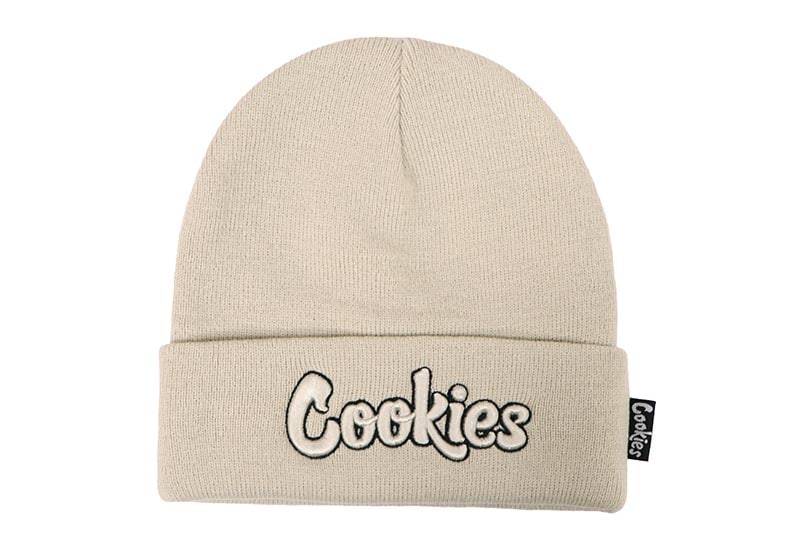 COOKIES OUTLINED ORIGINAL LOGO CUFFED BEANIE (TAN/BLACK) CM253XKB04