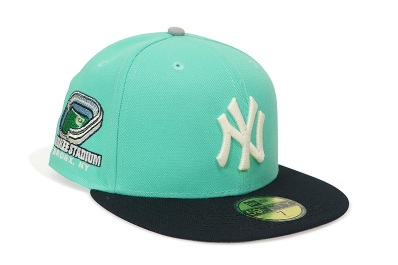 NEW ERA NEW YORK YANKEES 59FIFTY FITTED CAP (YANKEE STADIUM SIDE PATCH/GREY UNDER VISOR/MINT NAVY) 14693467