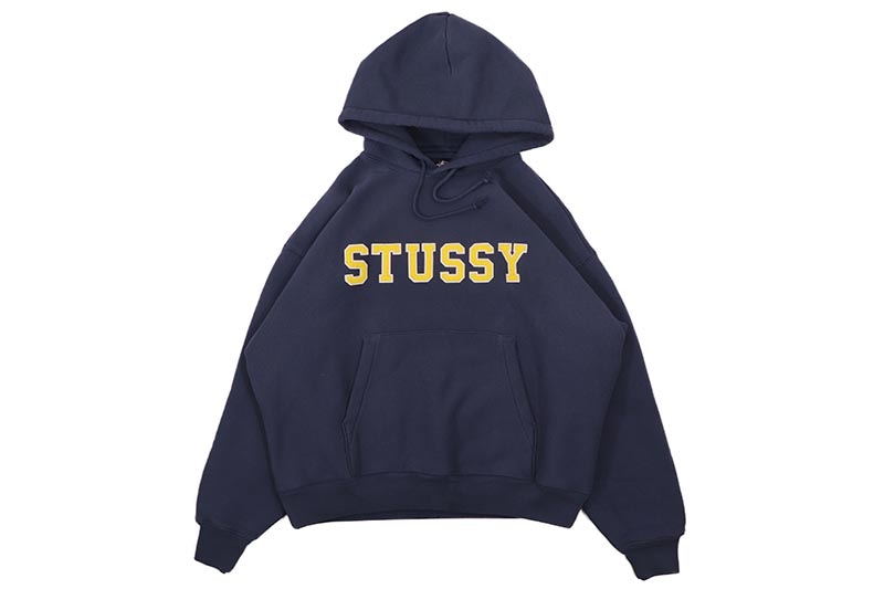 STUSSY FELT APPLIQUE HOODIE (118591:NAVY)