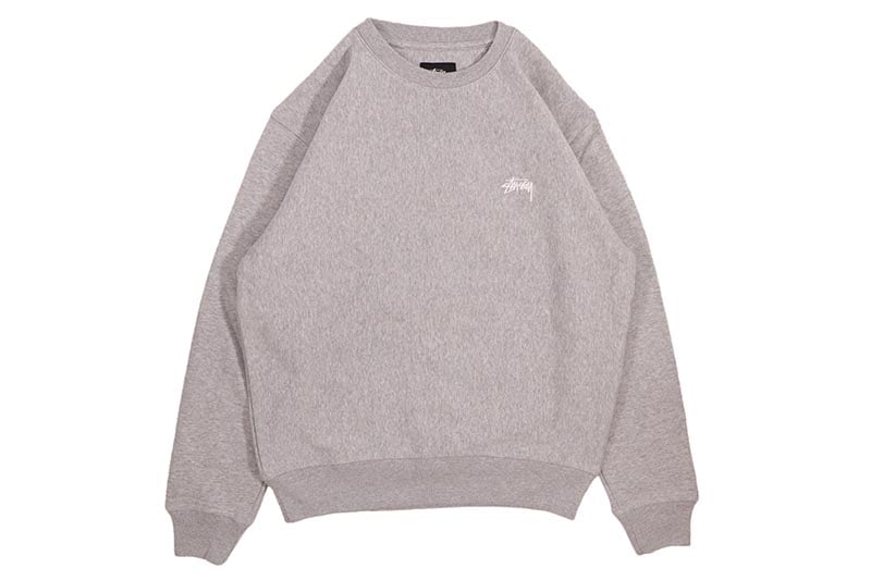 STUSSY STOCK LOGO CREW (GREY HEATHER) 118363