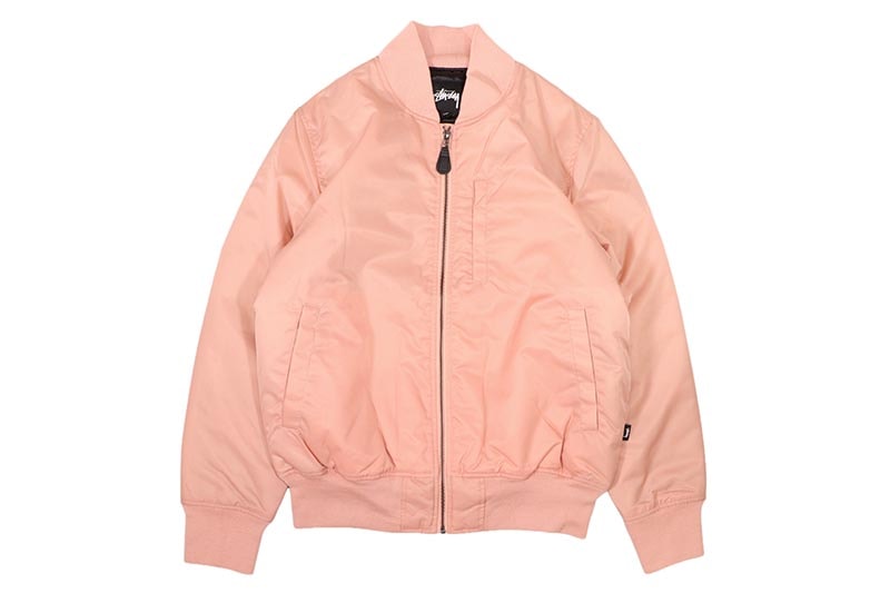 STUSSY FLIGHT SATIN BOMBER JACKET (PEACH) 115329