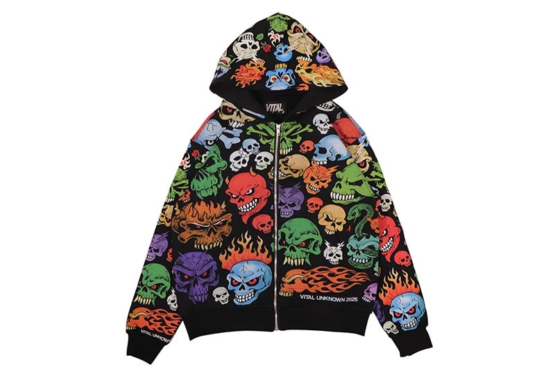 VITAL SKULL ARMY ZIP UP HOODIE
