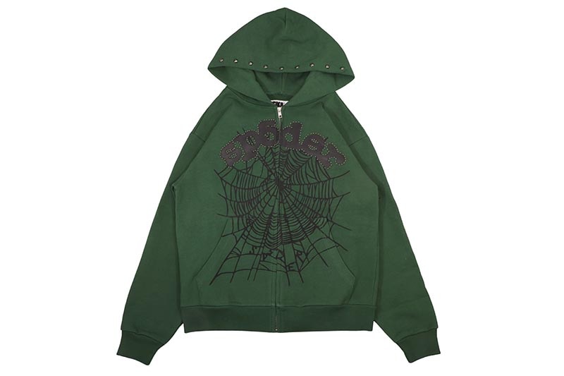 SP5DER OG WEB STUDDED ZIP HOODIE (GREEN) | Brand,S-Z,SP5DER