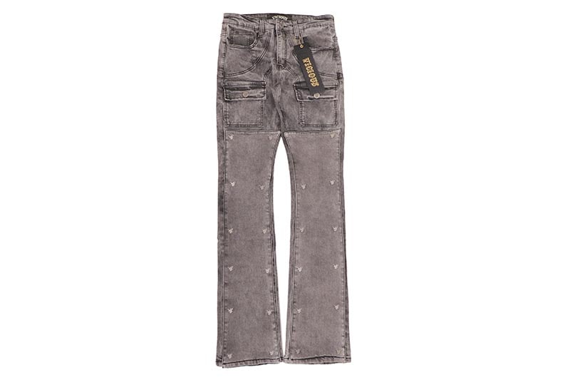 VICIOUS DOUBLE KNEE STACKED JEAN (VC681R:GREY)