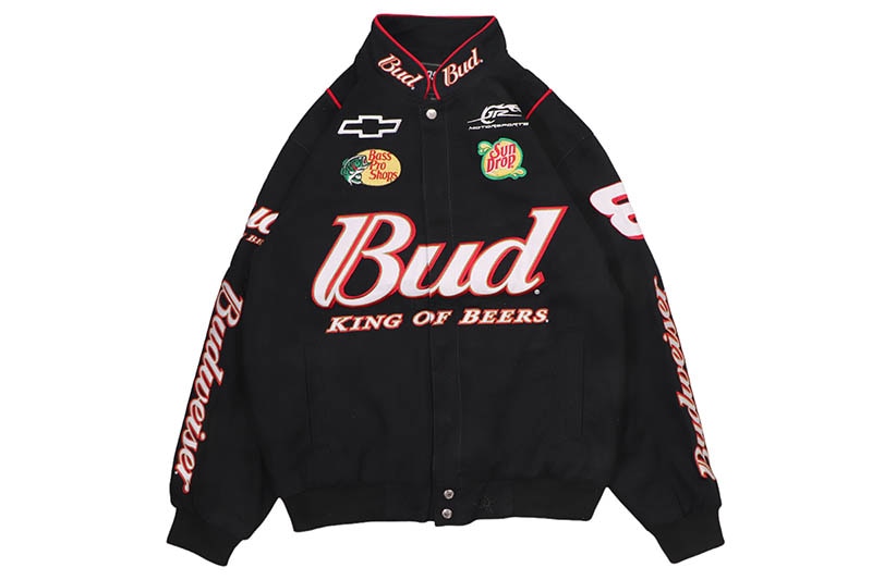 JH Design DALE EARNHARDT JR. BUDWEISER NASCAR TWILL JACKET (JRM303BU25:BLACK)
