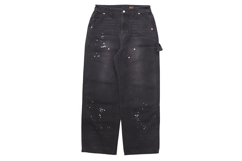 EVISU HEAVY WASHED AND DISTRESSED DAICOCK JEANS (2ESEJM6PT6006RXCT:BLACK)