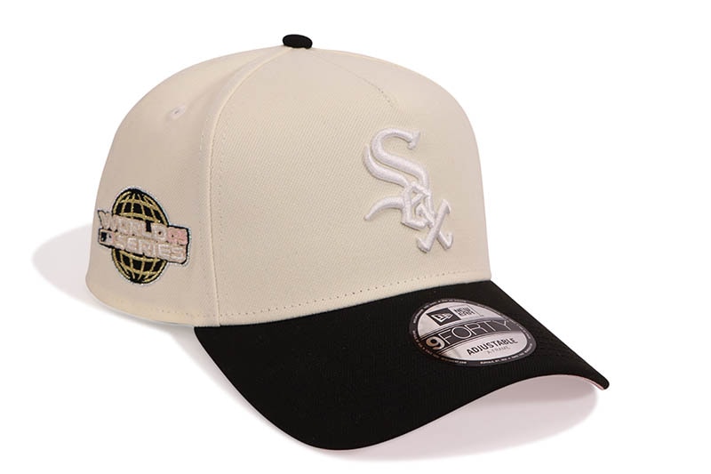 NEW ERA CHICAGO WHITE SOX 9FORTY AF ADJUSTABLE CAP (2005 WORLD SERIES SIDE PATCH/PINK UNDER VISOR/CHROME BLACK)