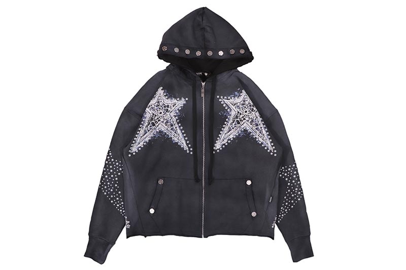 HUDSON OUTERWEAR DREAMSTATE STAR STUDS OVERSIZED HOODIE (607:BLACK)
