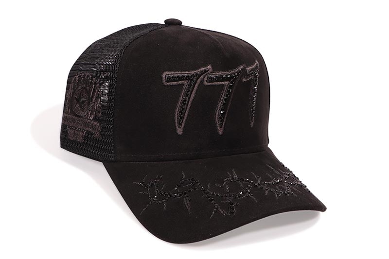 HUDSON OUTERWEAR V2 DIAMOND 777 SUEDE TRUCKER HAT (CD0359:BLACK/BLACK)