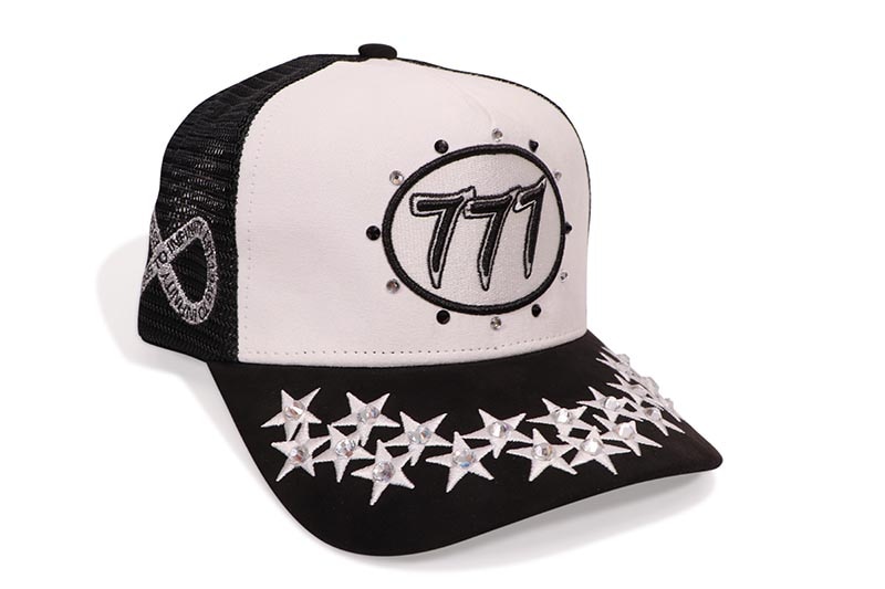 HUDSON OUTERWEAR DIAMOND 777 SUEDE TRUCKER HAT (CD0350:WHITE/BLACK