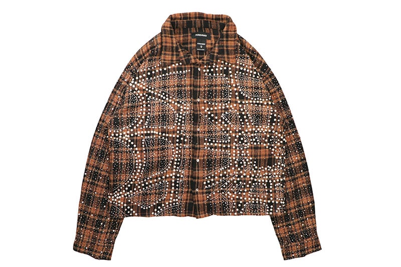 KINDRED STUDDED PLAID CROPPED SHIRT JACKET (KD244T:CAMEL)