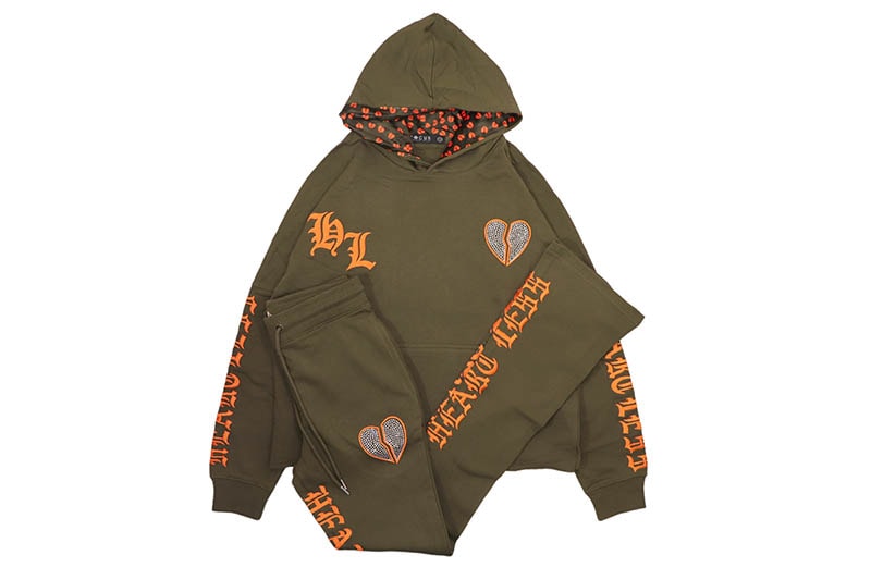 FOCUS HEARTLESS CROPPED HOODIE & STACKED JOGGER SET (80559:OLIVE)