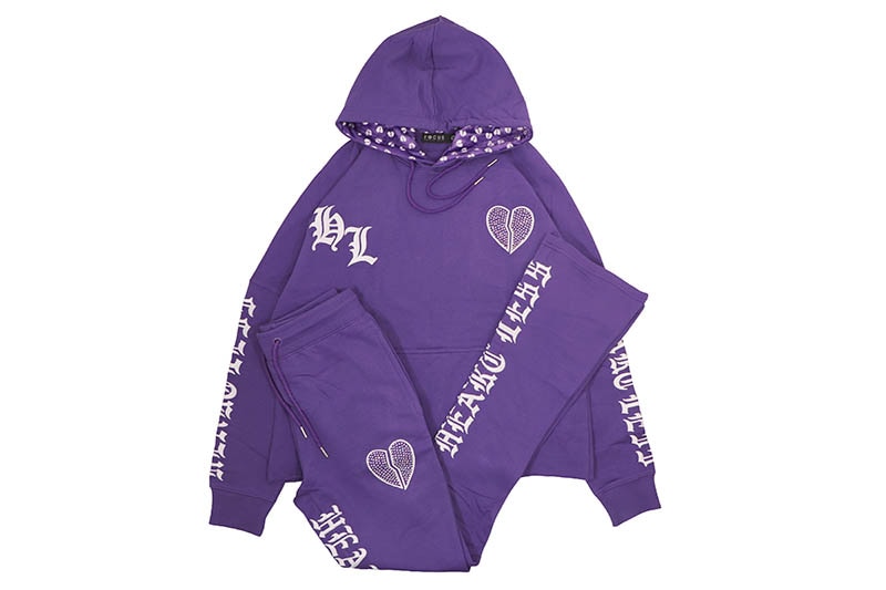 FOCUS HEARTLESS CROPPED HOODIE & STACKED JOGGER SET (80559:PURPLE