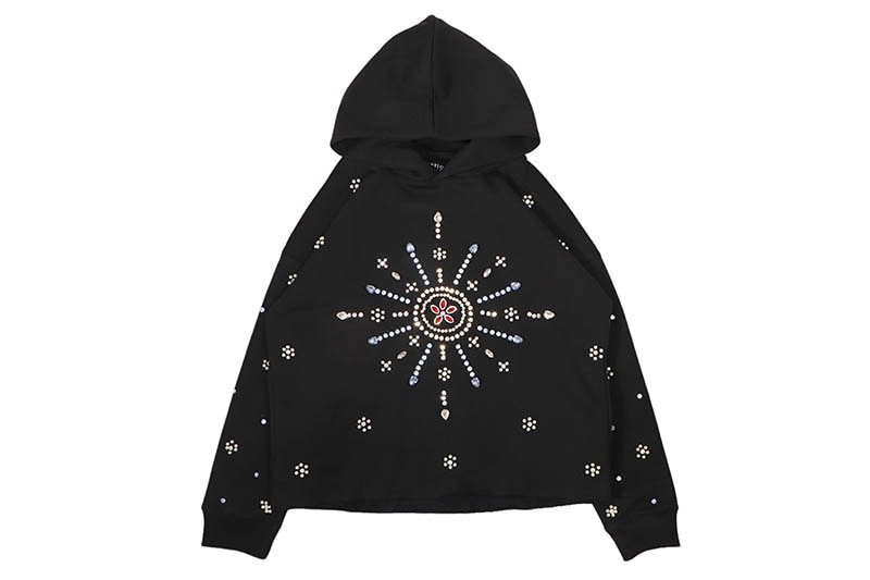 FOCUS STARBURST CRYSTAL HOODIE (80772:BLACK)