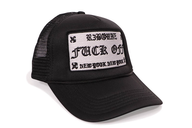 R3BORNE FUCK OFF TRUCKER HAT (R3MC170:BLACK)