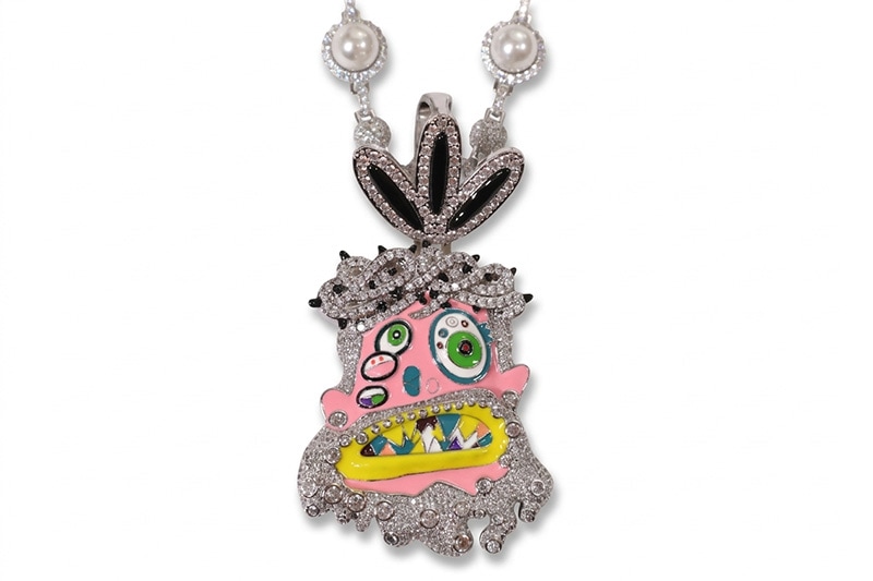 KD JEWELRY KAMI JESUS HEAD PIECE PENDANT WITH PEARL CHAIN (PINK)