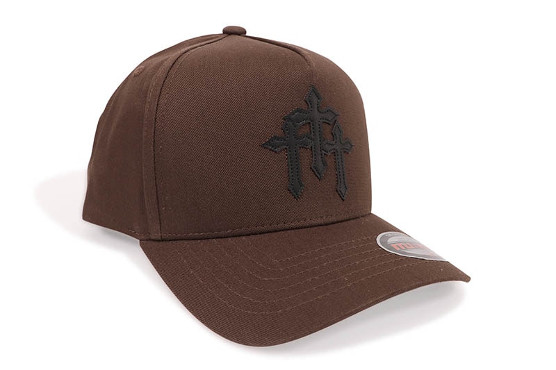 MUKA LEATHER CROSS SNAPBACK HAT (S4522:BROWN)