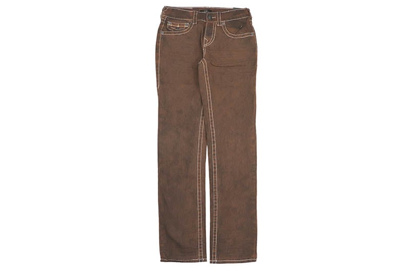 TRUE RELIGION 茶色カーキ系デニム RICKY BIG T OVERDYED STRAIGHT JEAN 34”